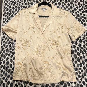 UO Zodiac embroidered gold button down